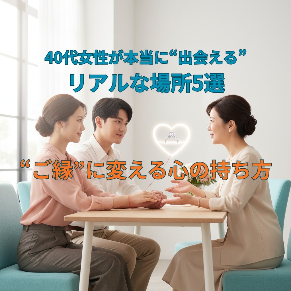 【もうアプリは嫌…】40代女性が本当に“出会える”リアルな場所5選｜“ご縁”に変える心の持ち方