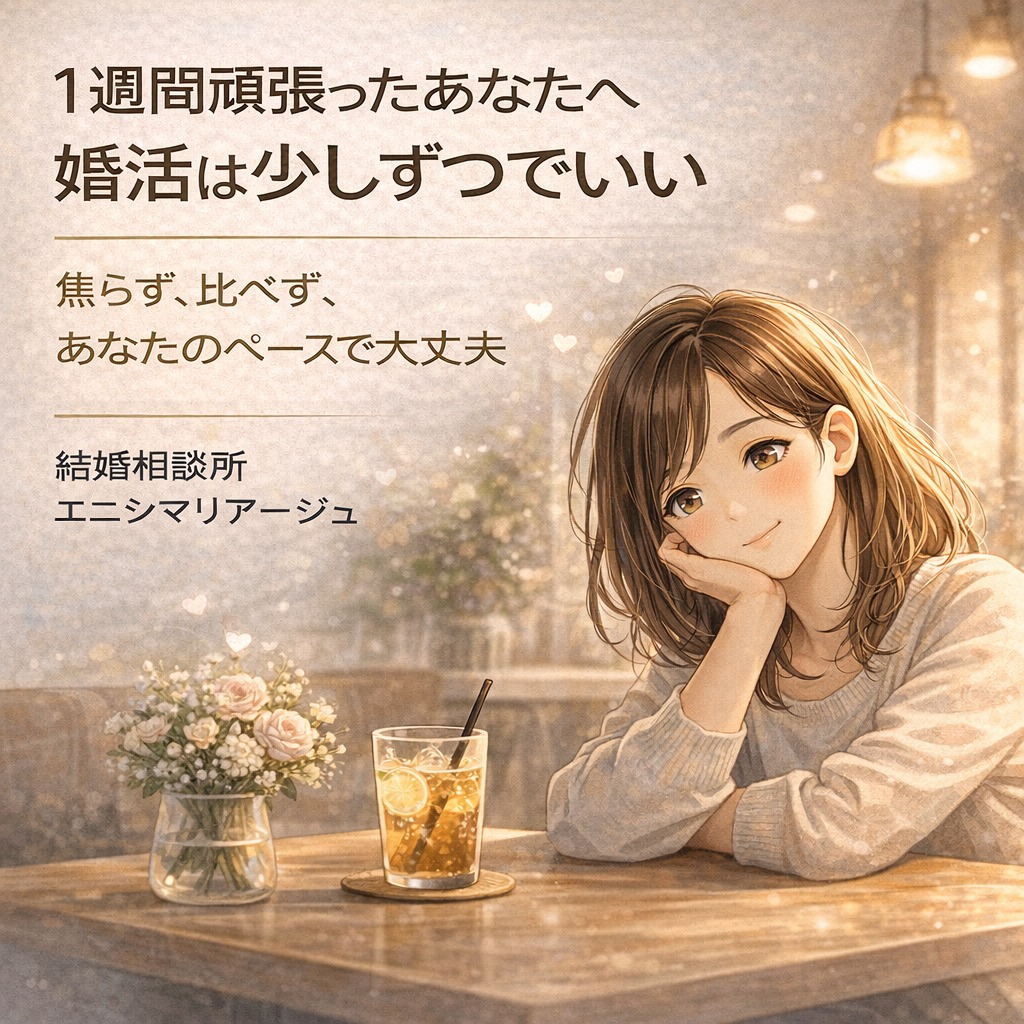 「1週間頑張ったあなたへ。婚活は少しずつでいい」