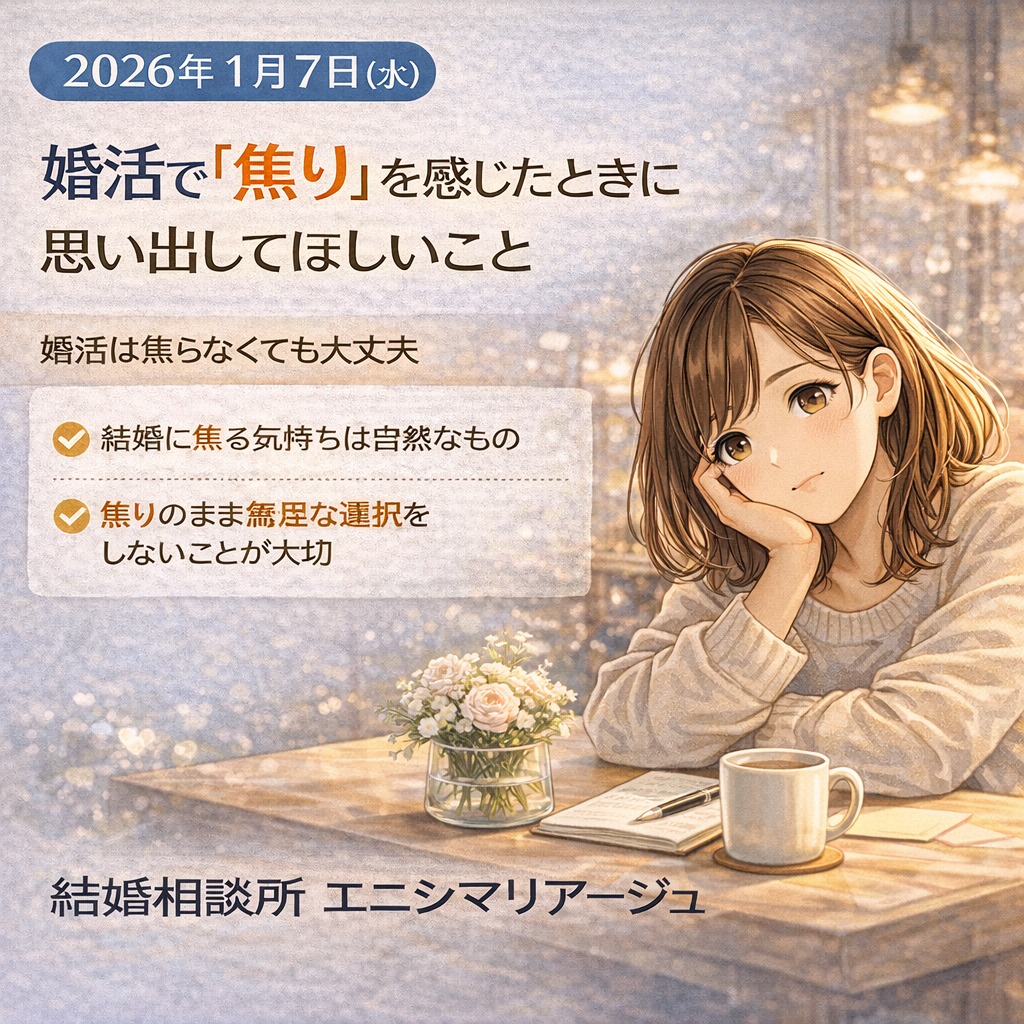 2026年1月7日（水） 婚活で「焦り」を感じたときに思い出してほしいこと