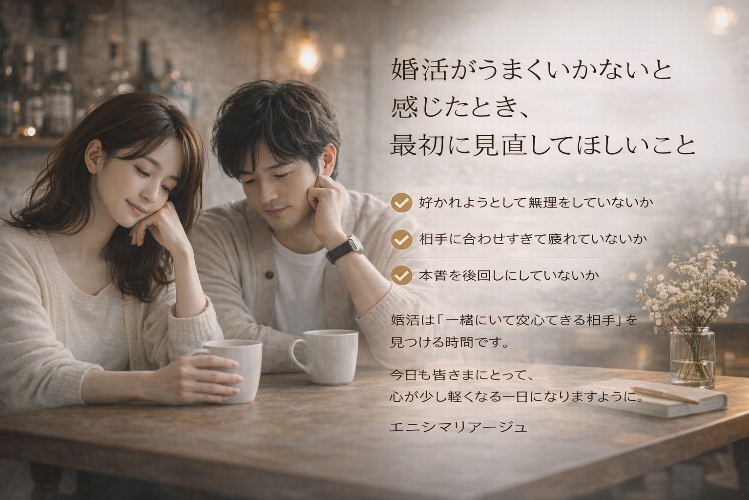 婚活がうまくいかないと感じたとき、最初に見直してほしいこと