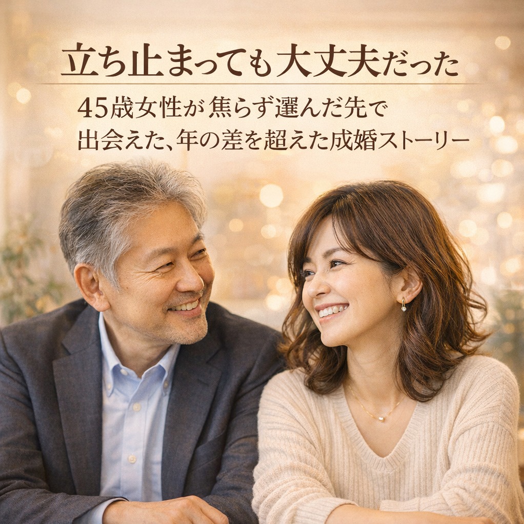 立ち止まっても大丈夫だった ― 45歳女性が“焦らず選んだ先”で出会えた、年の差を超えた成婚ストーリー