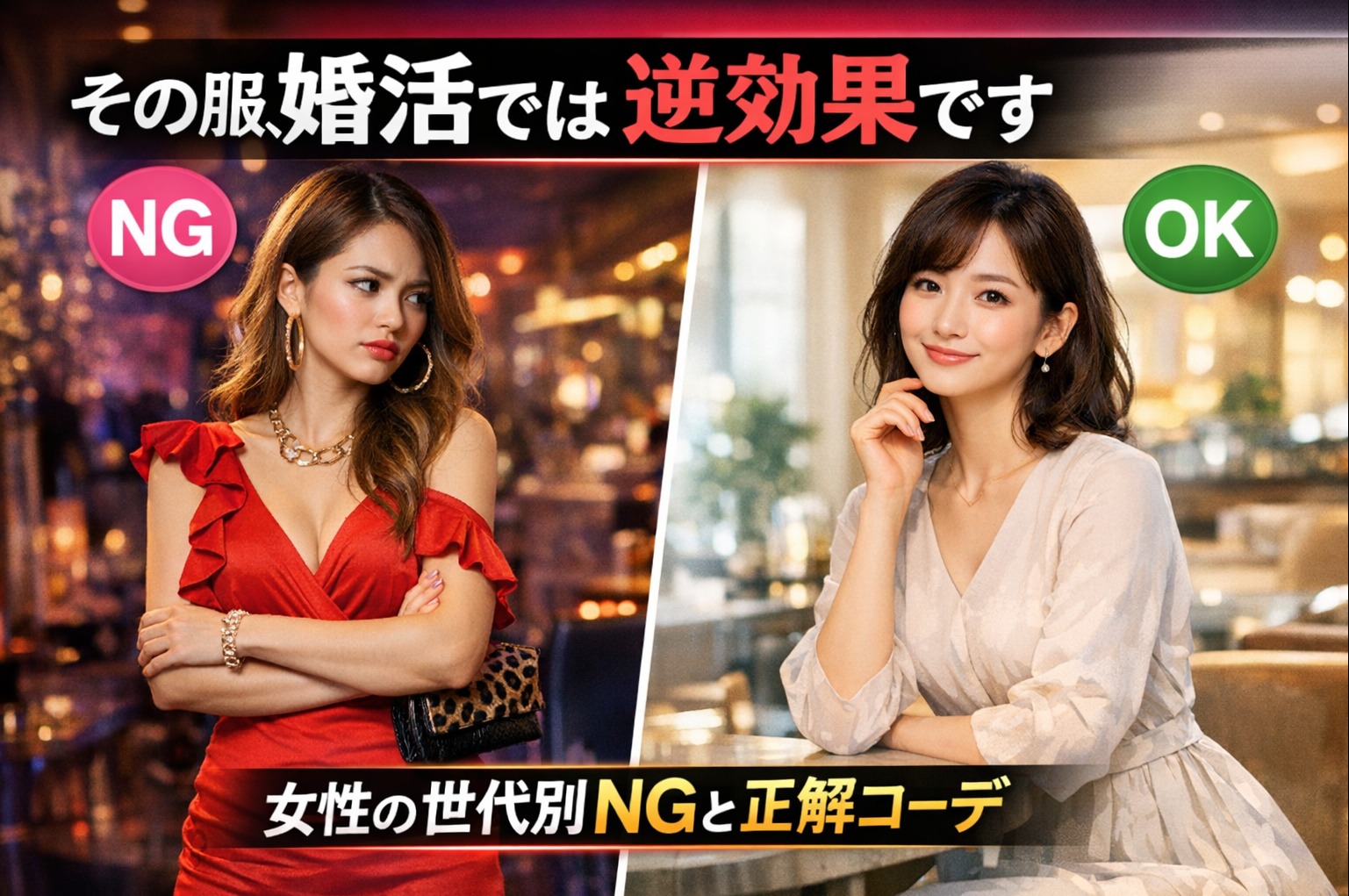 その服、婚活では逆効果です｜女性の世代別NGと正解コーデ