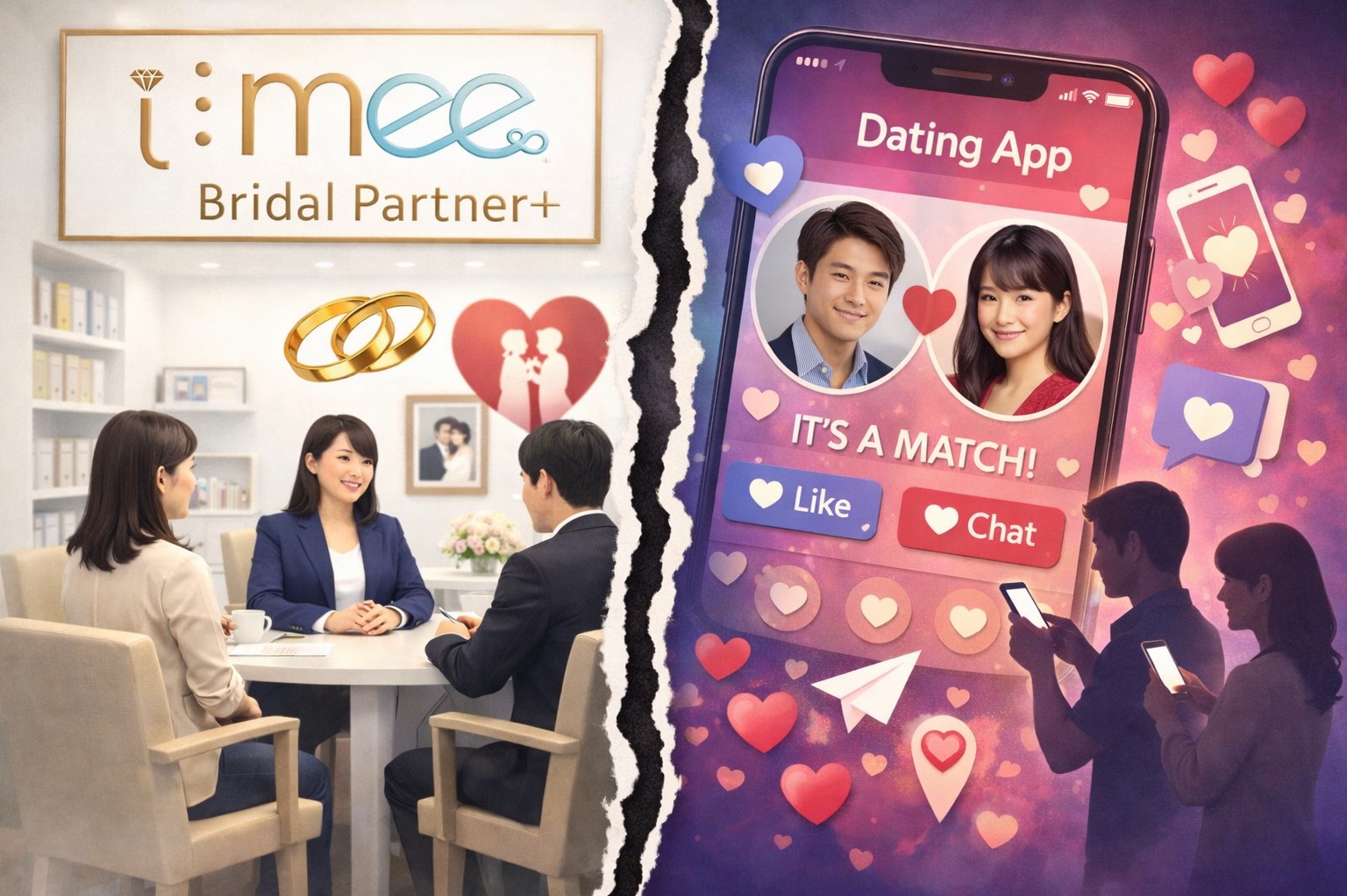 マッチングアプリ<結婚相談所の人続出！！！？結婚に本気ならi:mee Bridal Partner+