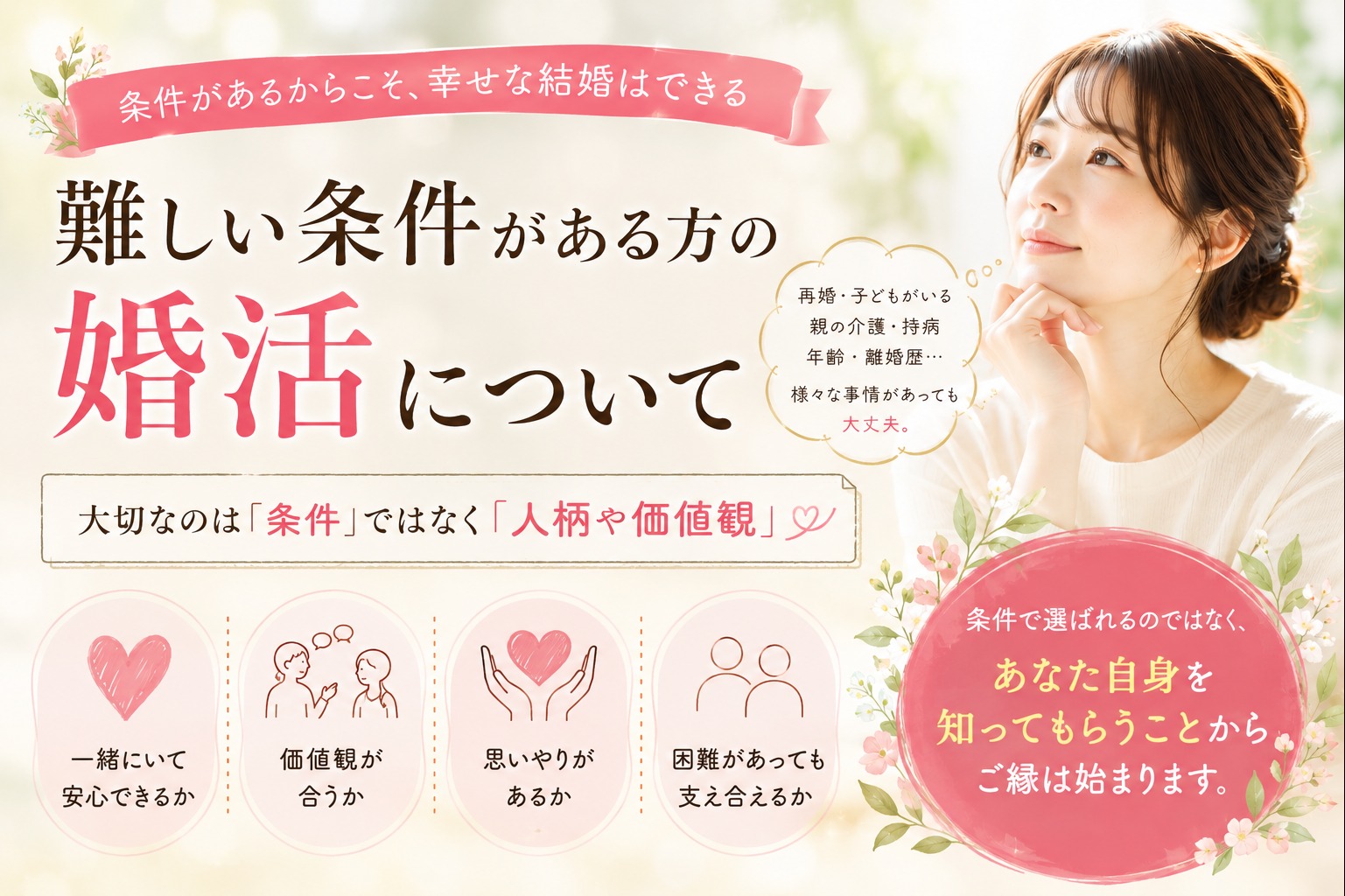 難しい条件がある方の婚活について