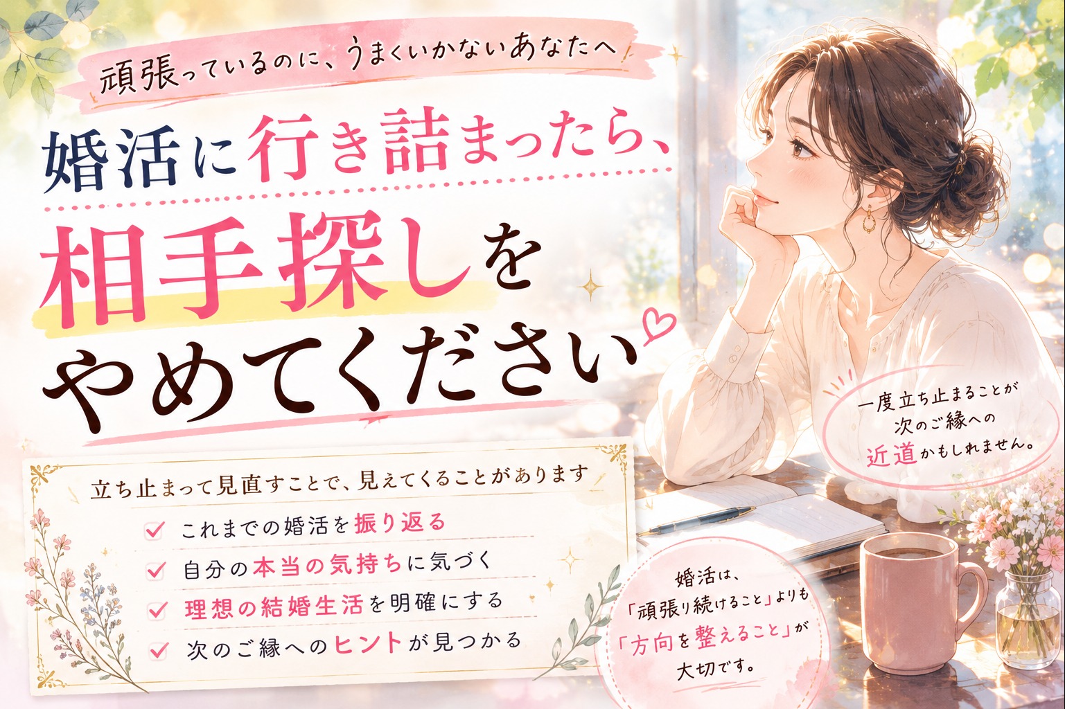 婚活に行き詰まったら考えるべきこと