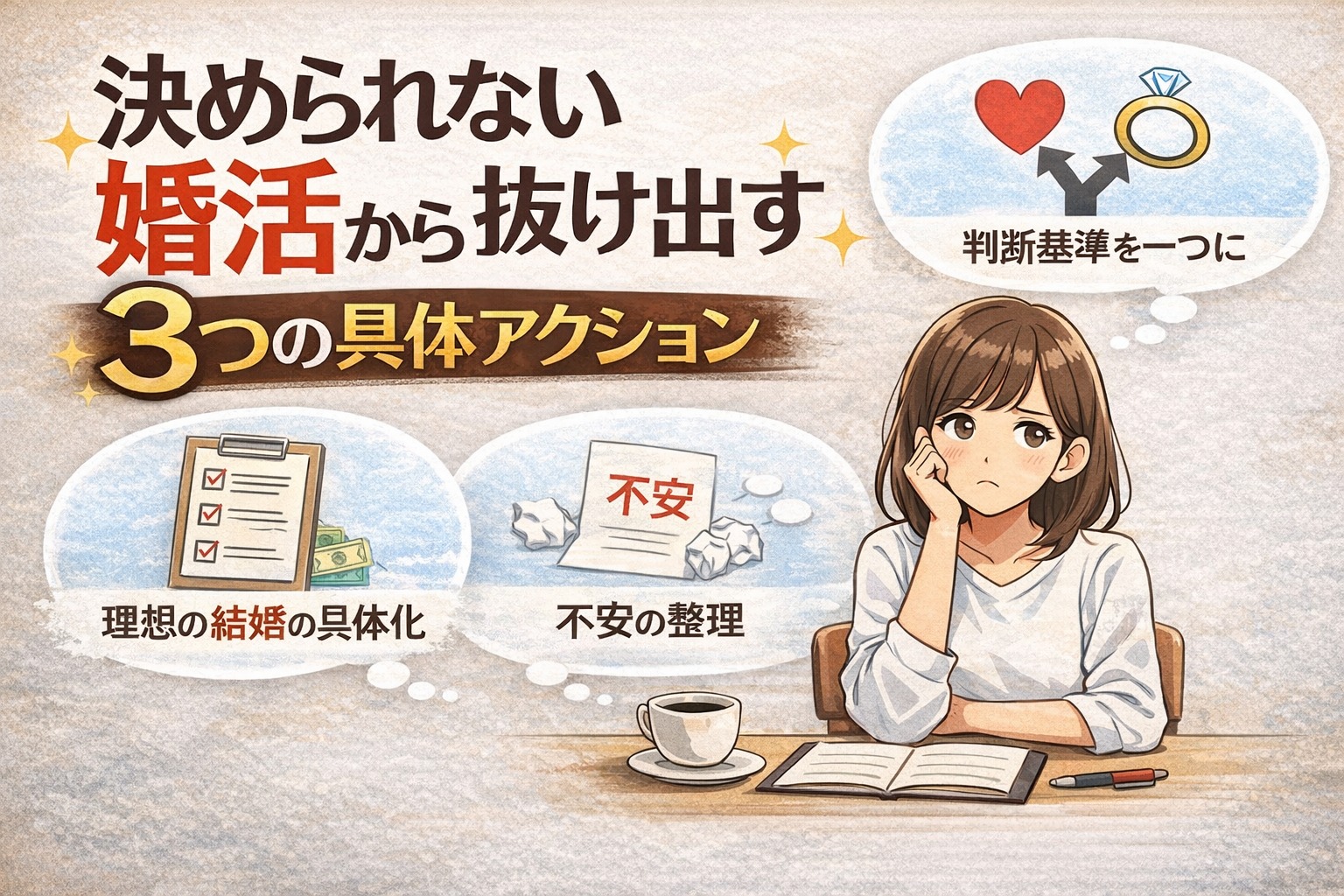 決められない婚活から抜け出すために 迷いが続くときに見直したい「整理」という視点