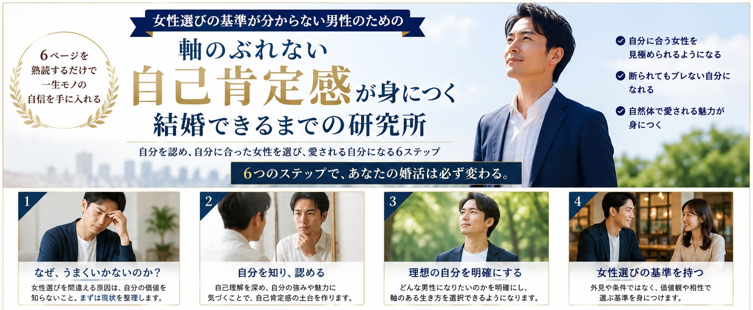 【結婚できるまでの研究所】軸のぶれない自己肯定感を身につける6ステップ