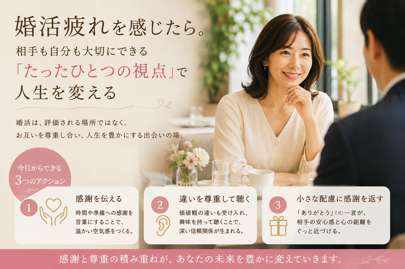 婚活疲れを感じたら。相手も自分も大切にできる「たったひとつの視点」で人生を変える