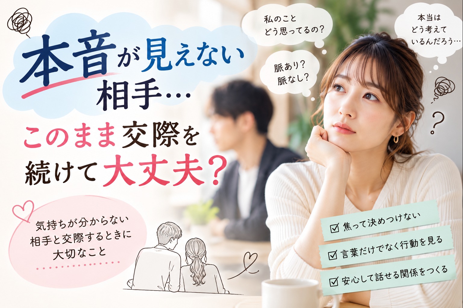 本音を言わない人との婚活、どう進めればいい？