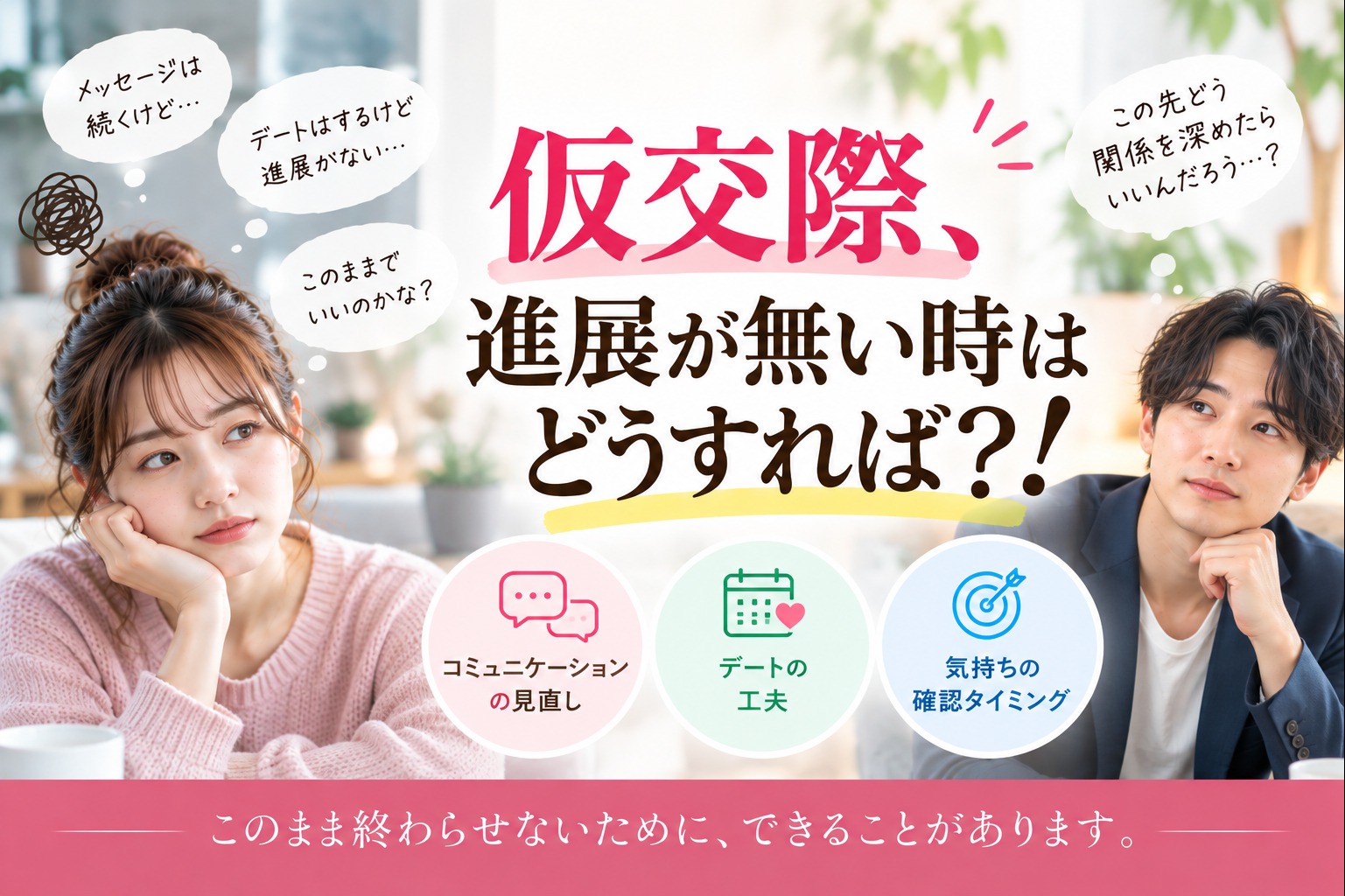 何度会っても進展しない？！仮交際を前に進めるためのポイント